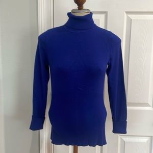 Apostrophe sweater turtleneck long sleeve ribbed waist stretch blue women size L
